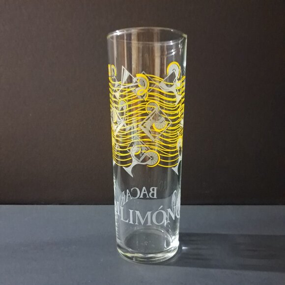 Bacardi Limón Rum Glass 7" Tall Yellow Citrus Design Barware Pint Drink Glass - Picture 2 of 13